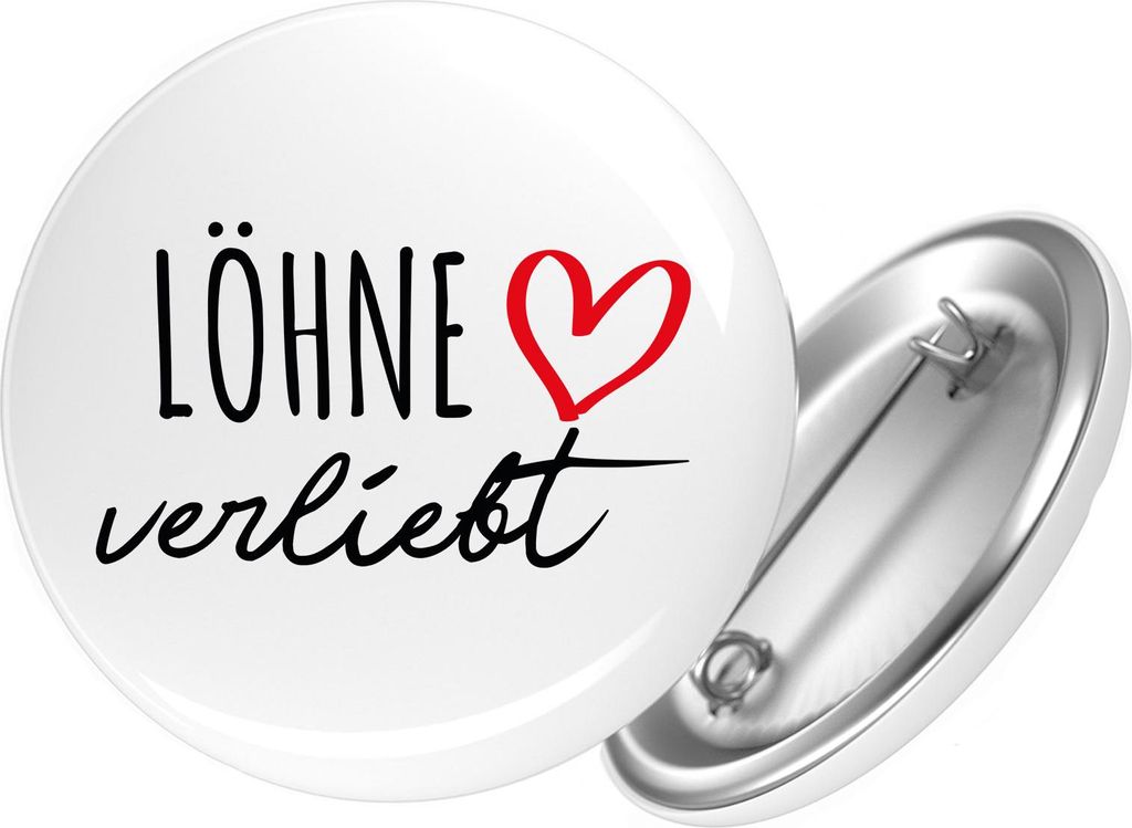 Huuraa Button Löhne verliebt 25mm rund mit Sicherheitsnadel Ansteckbutton Geschenkidee
