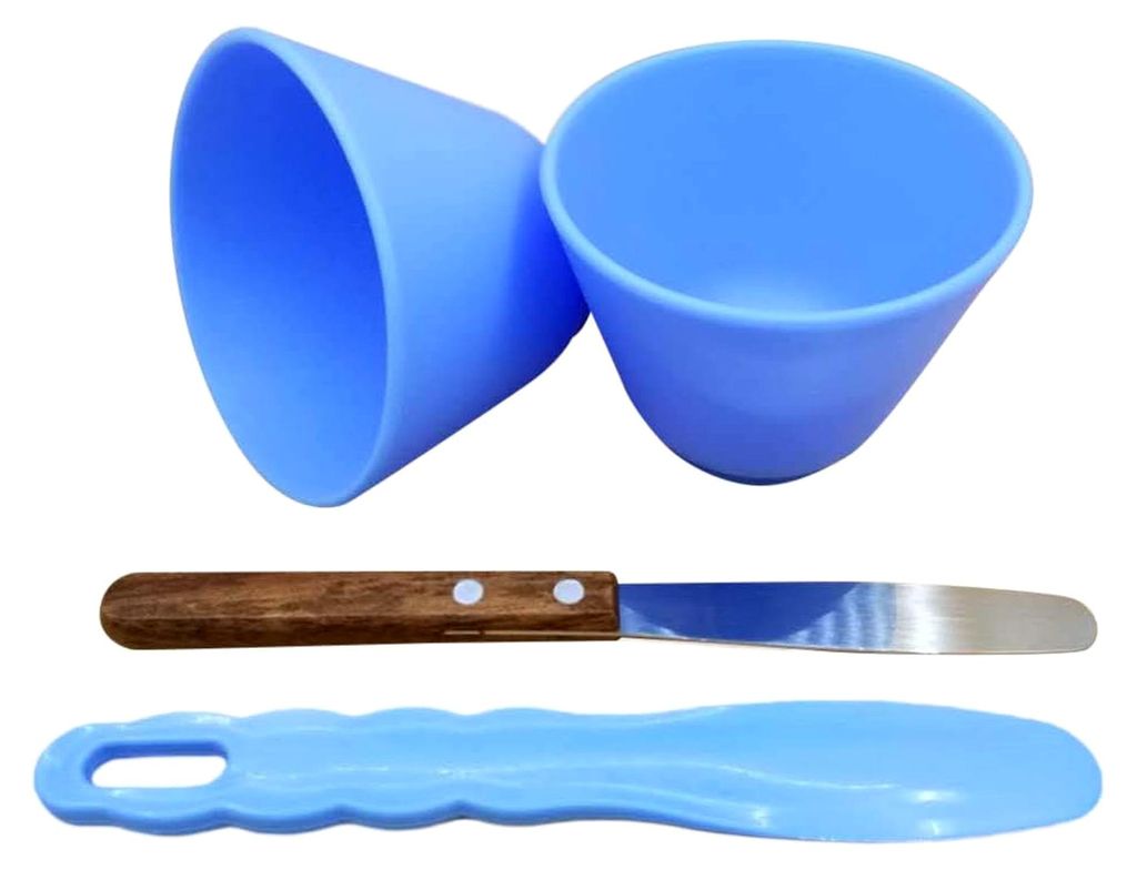 Flexible Rührschüssel aus Gummi + 2 Spatel, für Alginat und Gipsmaterialien, 2 Stück
