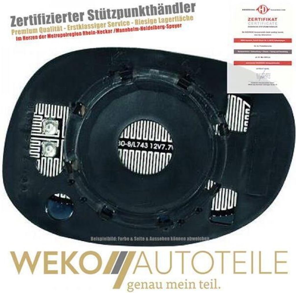 Spiegelglas Außenspiegel rechts DIEDERICHS 4005026 für CITROËN PEUGEOT