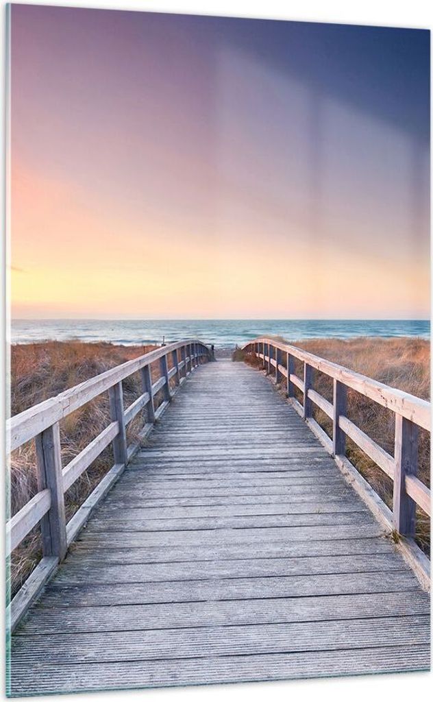 Bilder auf glas - Einteilig - Weg Meer Brücke - 70x100cm - Glasbilder - Wandbilder - Bilder - zum Aufhängen bereit - Wanddekoration aus Glas - Gl...