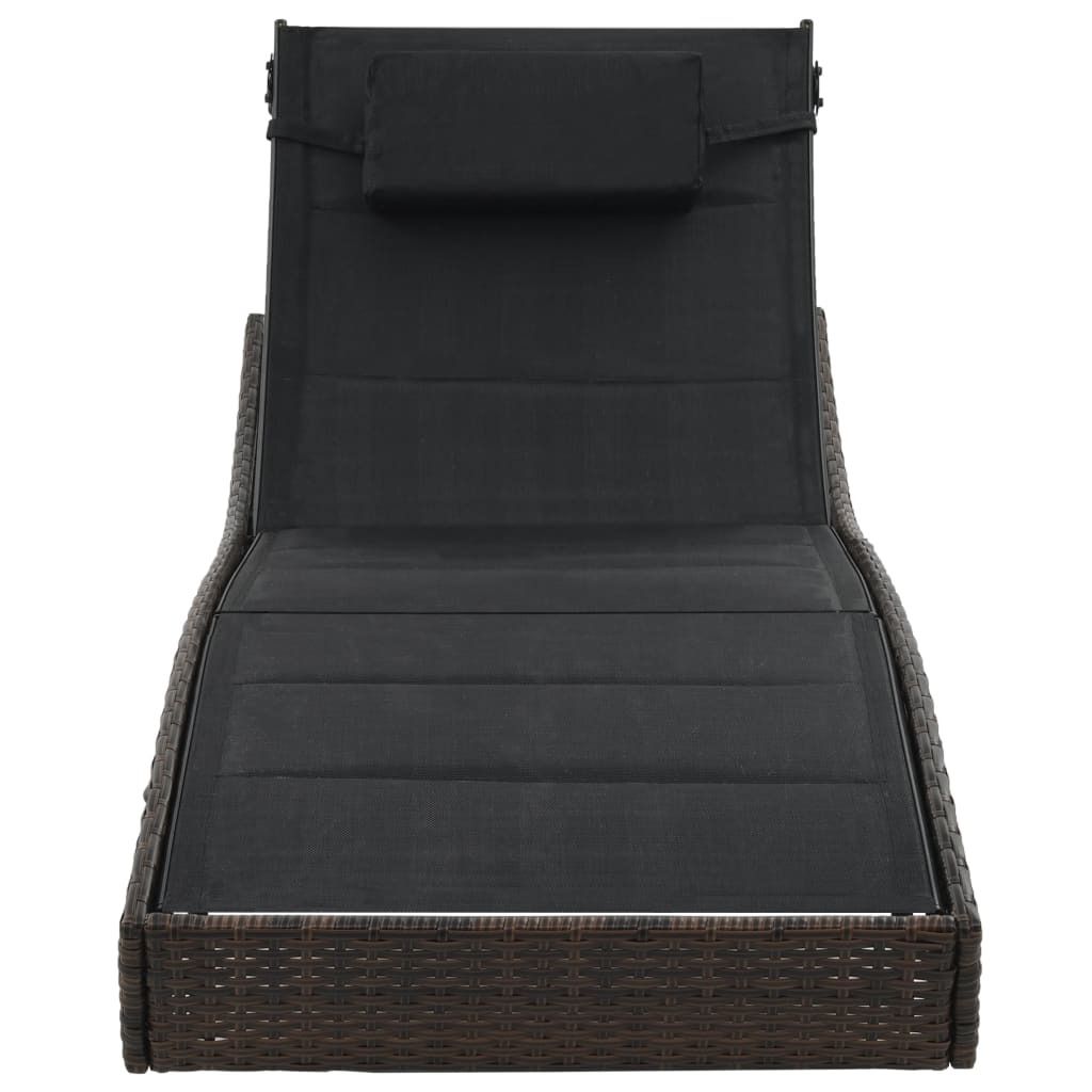 Cloris DesignMöbel Gartenliegen - Mehrfarbig Sonnenliege Poly Rattan und Textilene Braun Schlichtes4974043