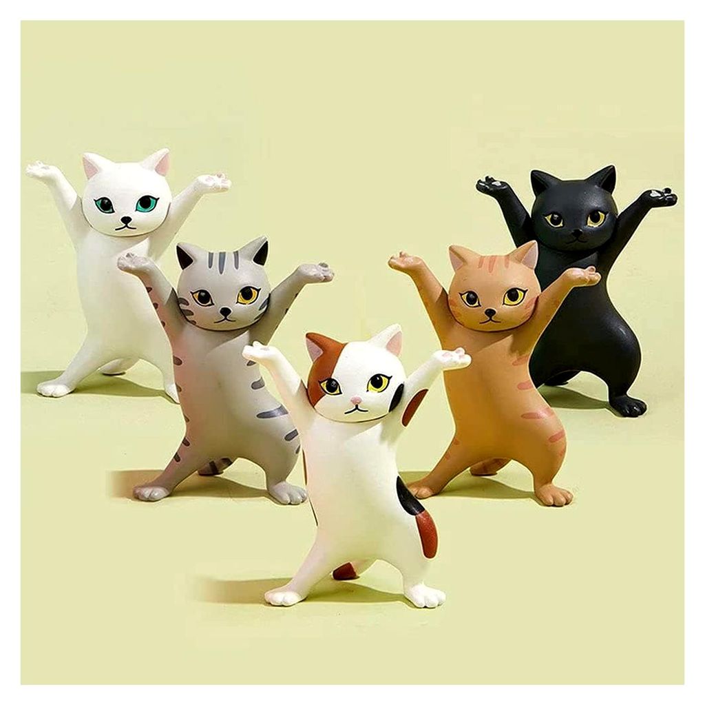 Katzenfigur, tanzende Katze, Dekoration, Stifthalter, Geschenk für Teenager (5 Stück/10 Stück), Rot