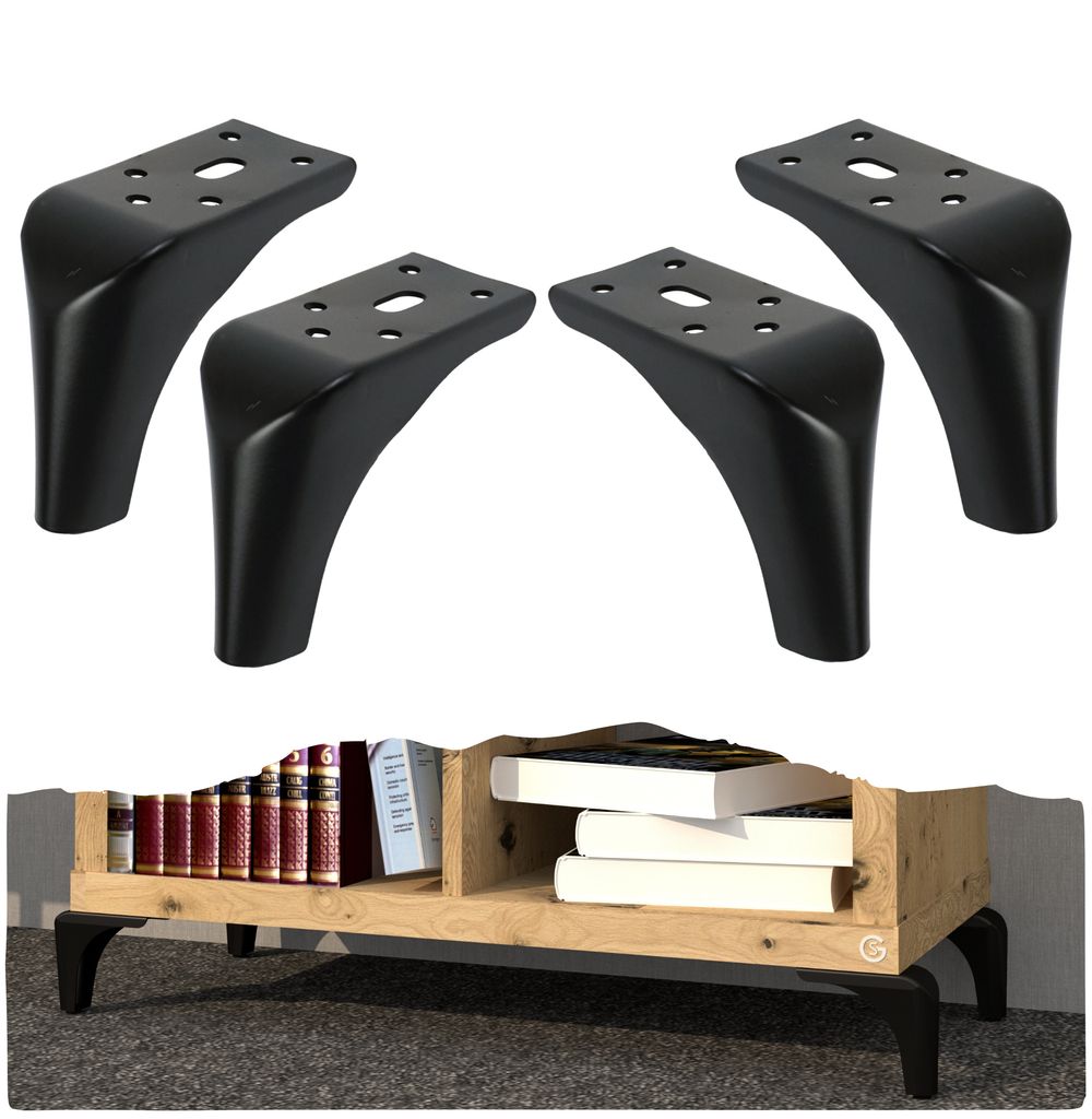 Stahl-Möbelfuß Typ L 10 cm, schwarz matt, 4 Stück Produktbild 
