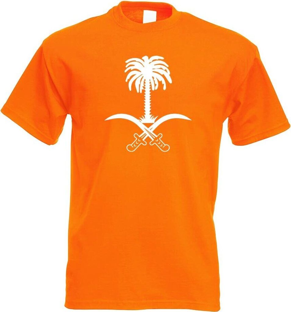 Kiwistar - T-Shirt - orange - Saudi Arabien Wappen Motiv Bedruckt Funshirt Design Print - mit Motiv Bedruckt - Funshirt Design - Sport - Freizeit -...
