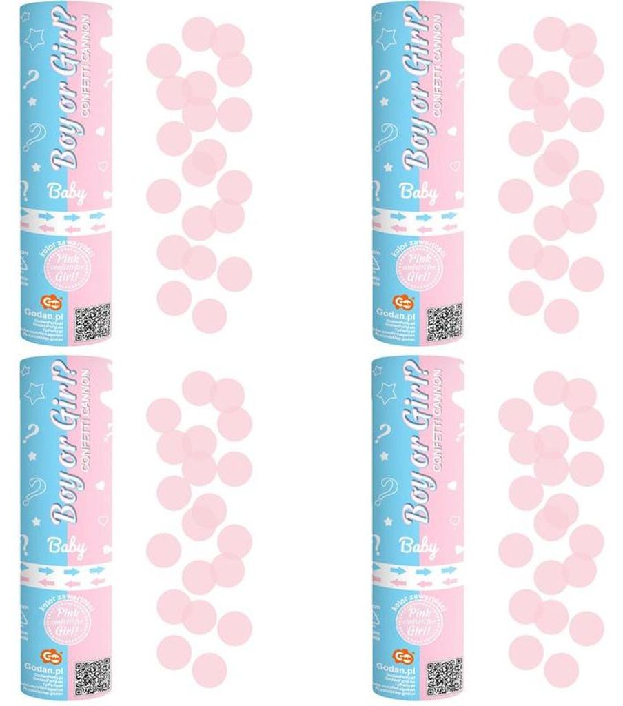 4 Konfettikanonen Babyshower rosa Mädchen Produktbild 