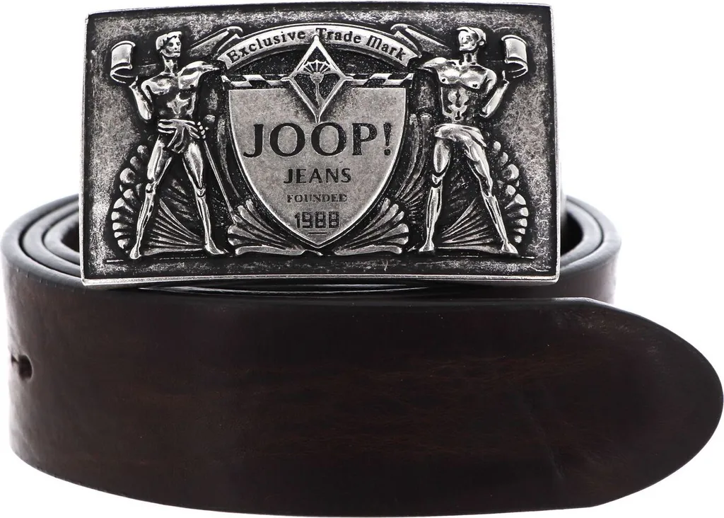 JOOP! Cintura Uomo Vera Pelle 4cm W105 - Marrone Scuro Alta Qualità