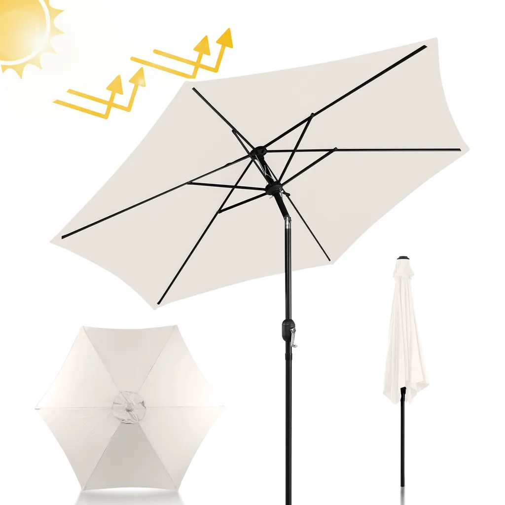 Offerta Ombrellone 2.7m Beige con Copertura: Pronta Consegna Online