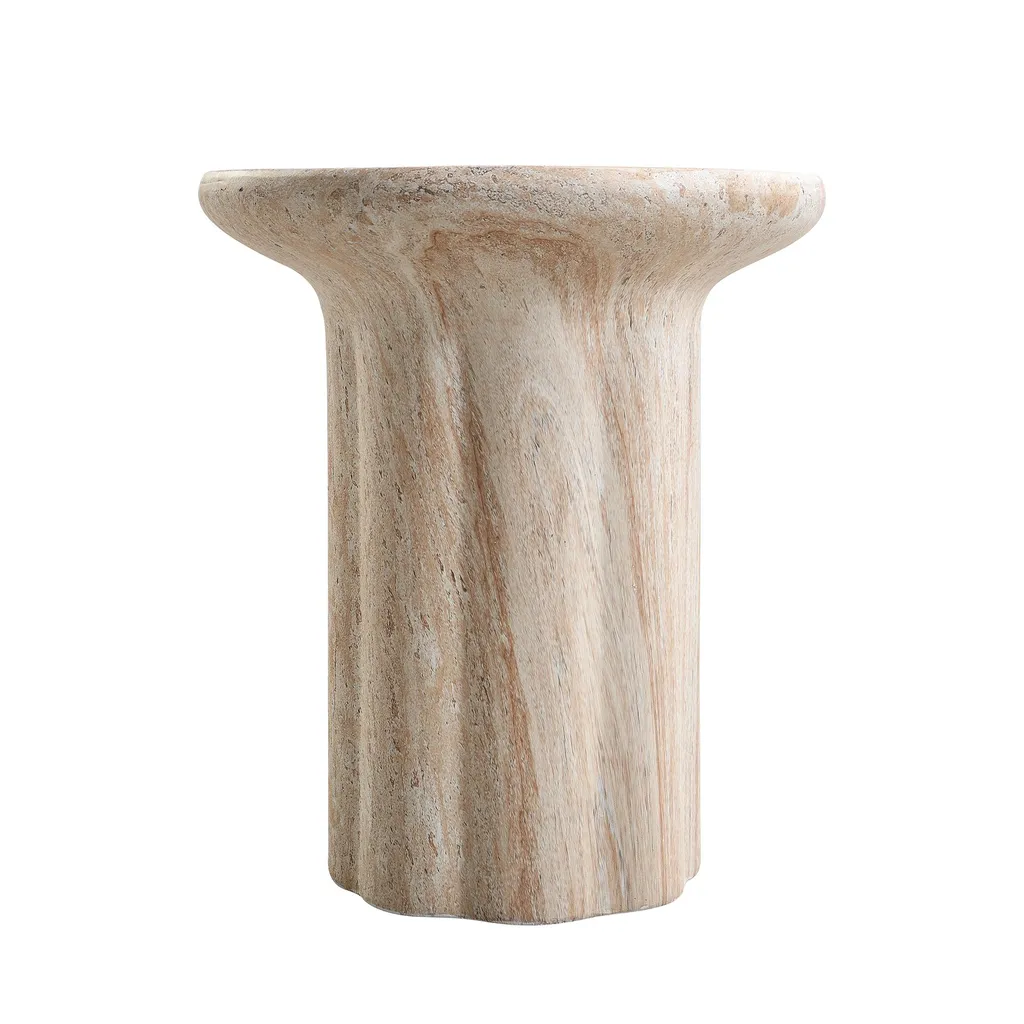 Table de balcon ronde pour petit espace - Support d'appoint beige 46cm - 10