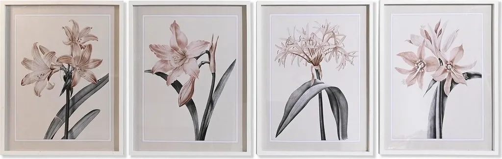 Set de 4 Tableaux Fleurs pour Décorer un Grand Mur Vide en Verre 55x70