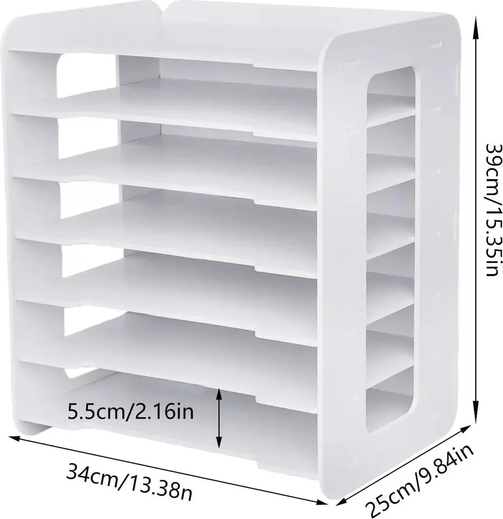 Rangement de bureau 7 compartiments PVC blanc robuste et facile à monter - 5