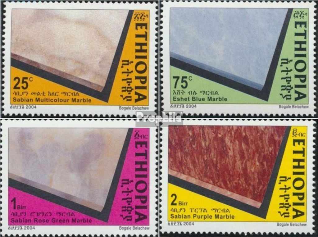Briefmarken Äthiopien 2004 Mi 1802-1805 (kompl.Ausg.) postfrisch Marmorplatten