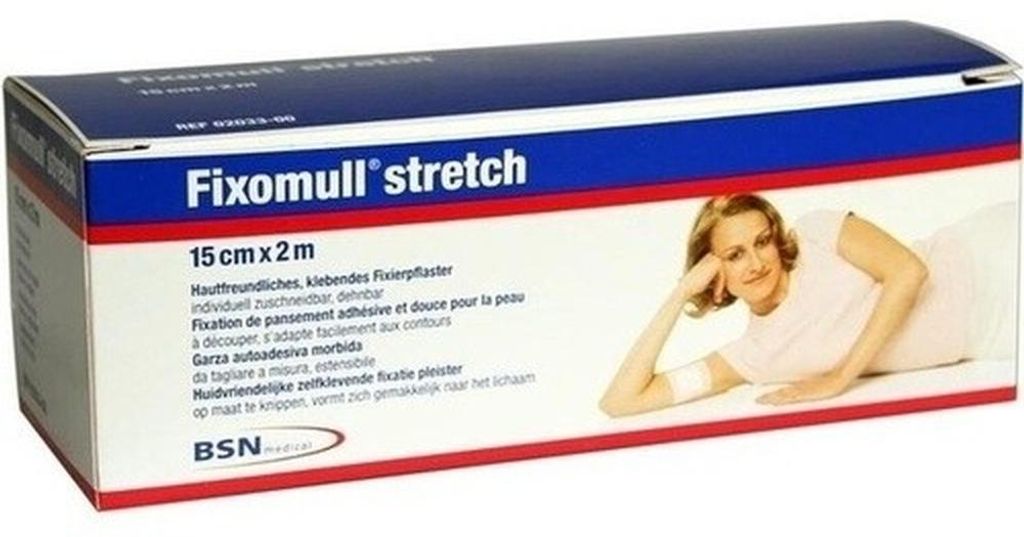 Fixomull Stretch, rekverband, 15 cm x 2 m, 1 stuk pleister Productafbeelding 