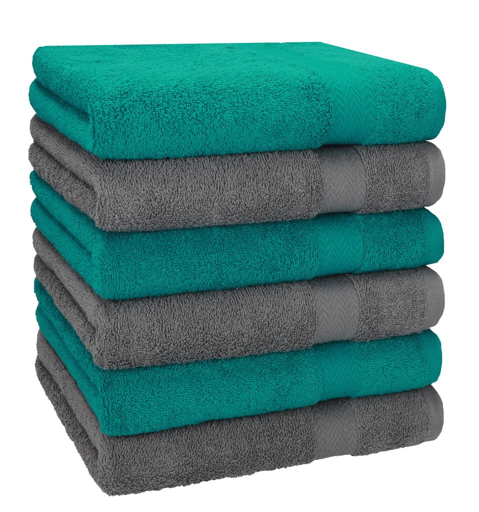 Betz 10er Handtuch Set PREMIUM 100% Baumwolle Smaragdgrün Schwarz 