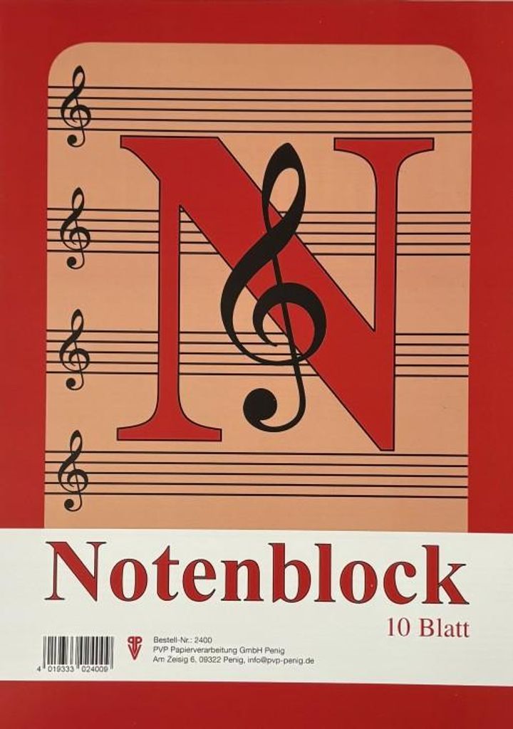 PVP Notenblock A4 10 Blatt holzfrei 70 g/m²