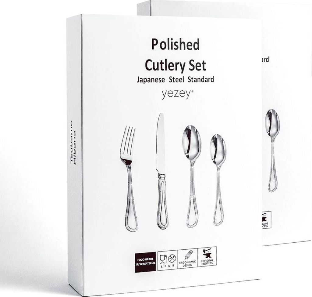 Hibana Silberbesteckset, 48-teilig. Japanischer Edelstahl 18/10 SUS304. Handpoliert. Glänzend. Mit Verzierungen.