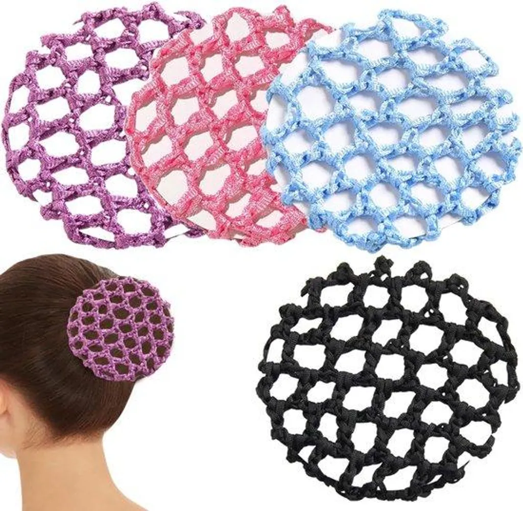 Filet à chignon enfant lot de 4 résilles élastiques multicolores