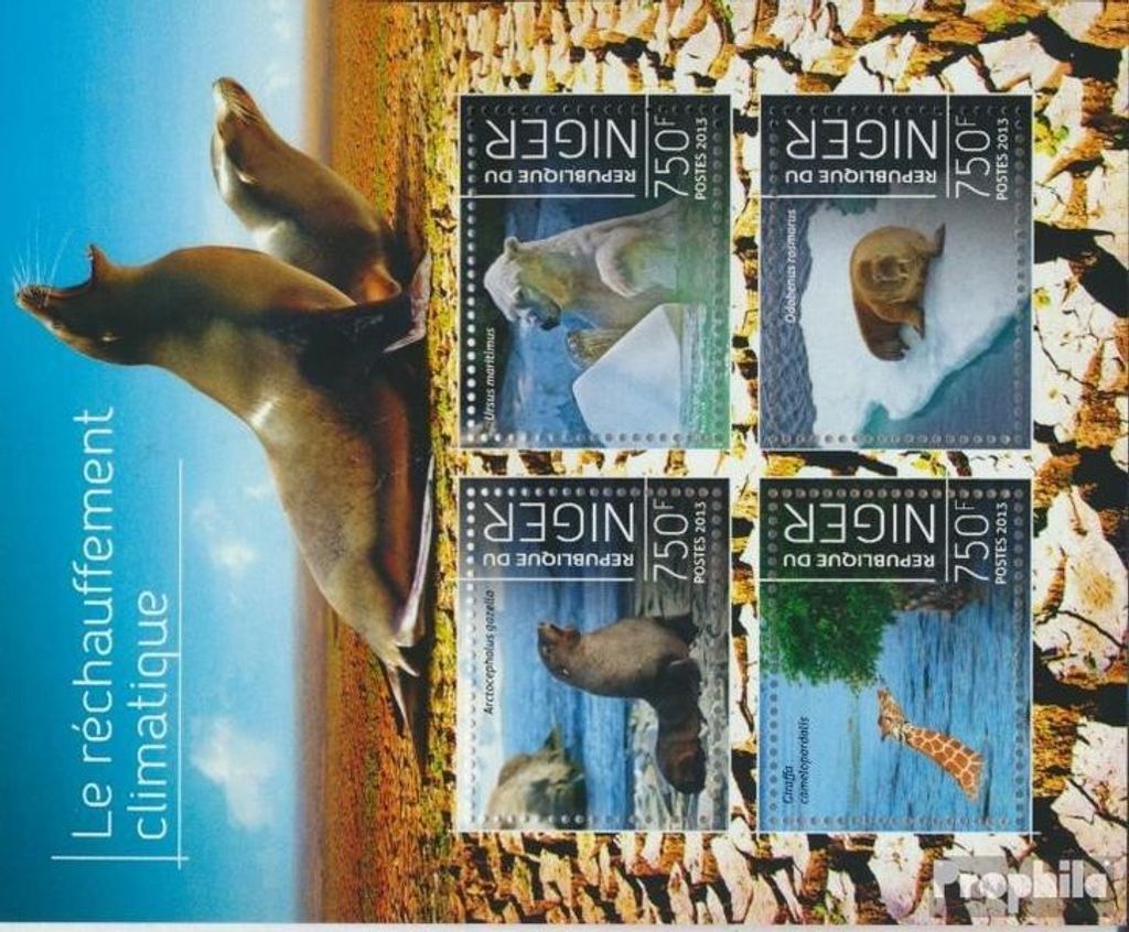 Briefmarken Niger 2013 Mi 2555-2558 Kleinbogen (kompl. Ausg.) postfrisch Erderwärmung