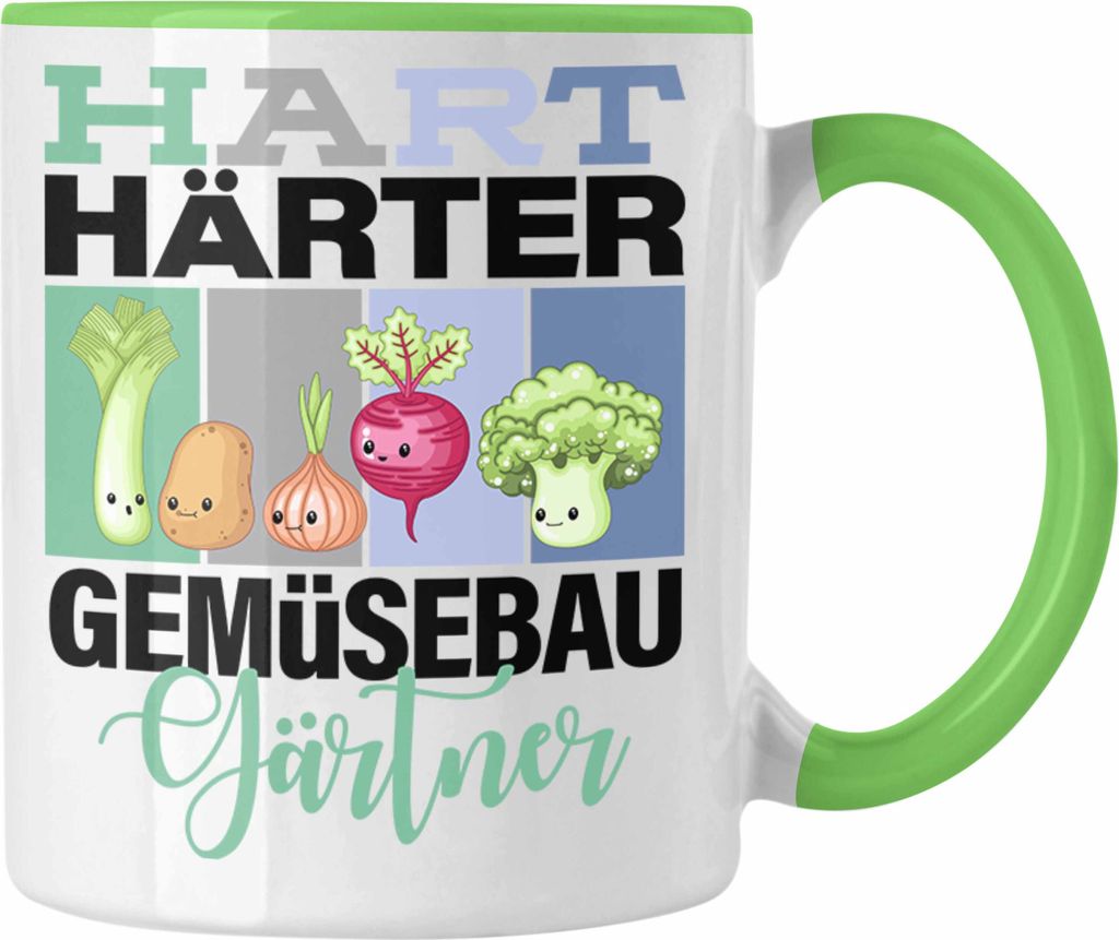 Trendation - Lustige Tasse für Gemüsebaugärtner Geschenkidee Spruch "Hart Härter Gemüsebaugärtner" (Grün)
