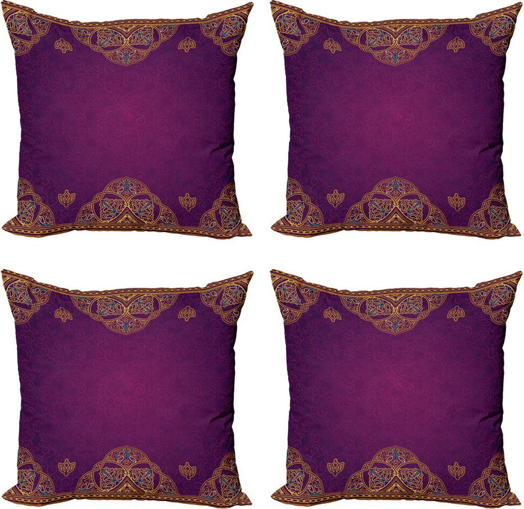 ABAKUHAUS orientalisch Kissenbezug Set (4 Stück), Spitze-Art-Verzierung, Moderner Doppelseitiger Digitaldruck, 50 cm x 50 cm, Mehrfarbig