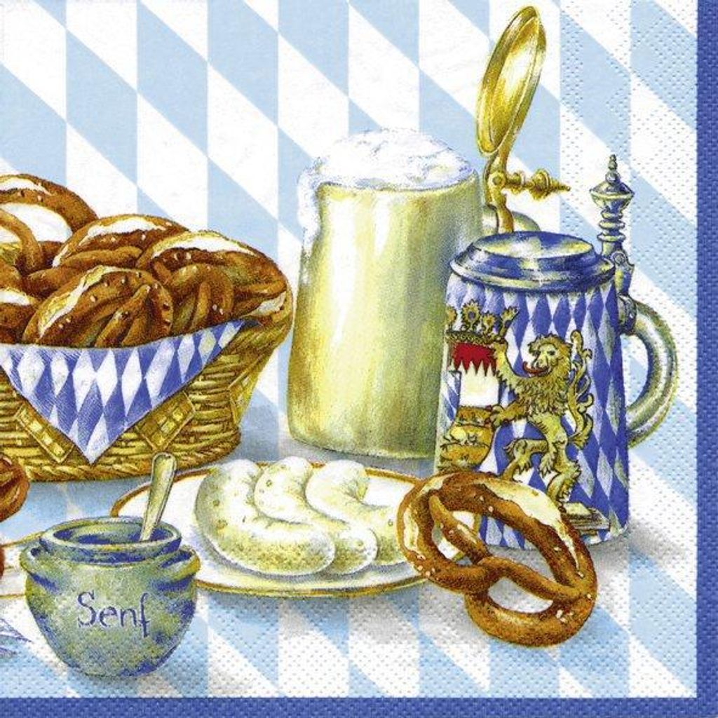 20 Cocktail-Servietten Bayrische Brotzeit Bayernraute Produktbild 