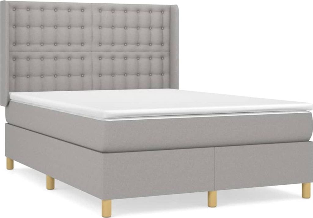 vidaXL Boxspringbett mit Matratze Hellgrau 140x200 cm Stoff