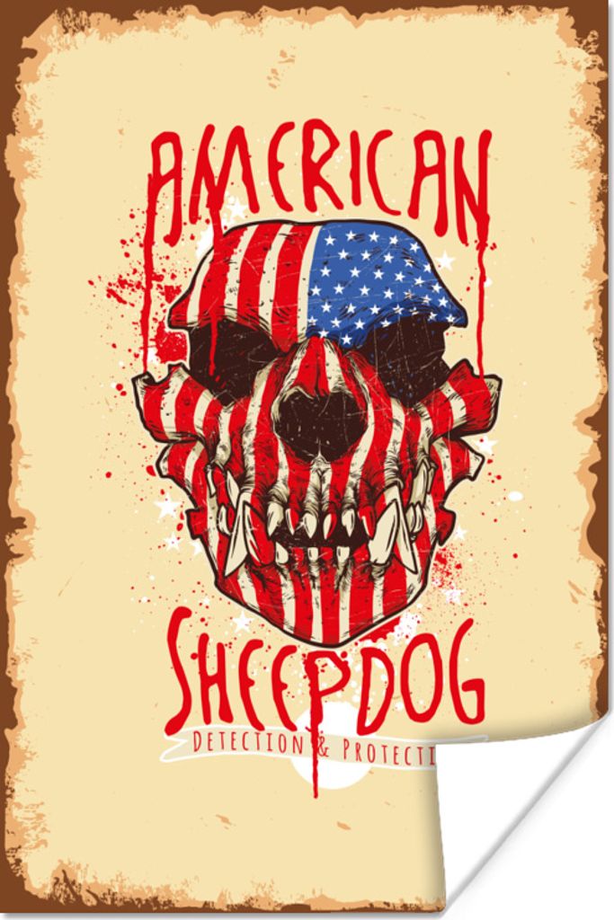 MuchoWow Poster Jahrgang - Amerika - Hund 40x60 cm - Plakate für die Wand - Poster Babyzimmer