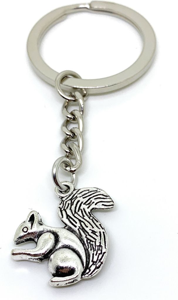 Onwomania Schlüsselanhänger Eichhörnchen niedlich sweet Tier silber Metall Anhänger Charm