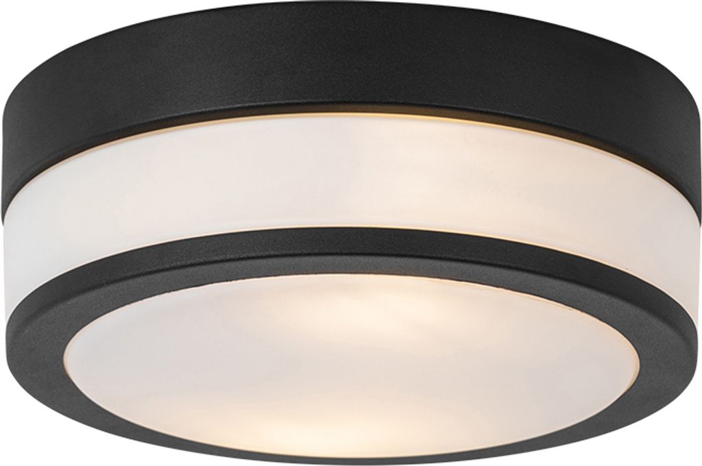 QAZQA - Moderne Bad I Badezimmer Außen Deckenleuchte I Deckenlampe I Lampe I Leuchte schwarz 2-flammig3 cm IP44 - Flavi I Außenbeleuchtung - Stah...
