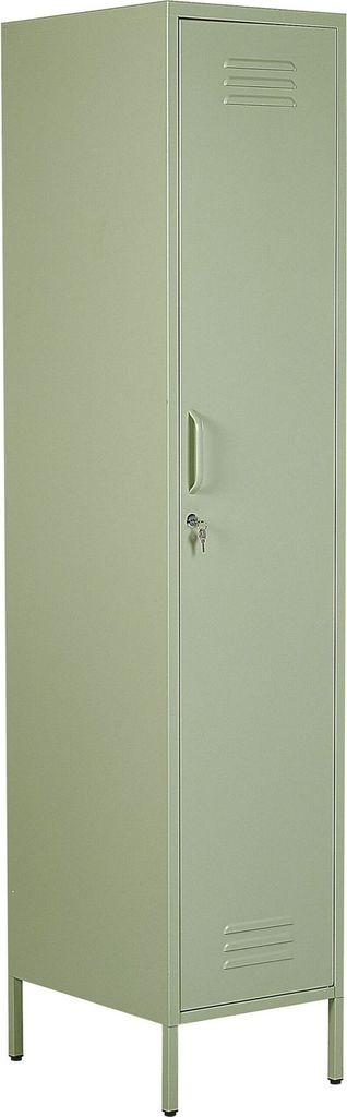 BELIANI Metallschrank Grün Stahl 185cm hoch Modern mit abschließbarer Tür Kleiderstange 2 Türhaken 5 Fächern Wohnzimmer Schlafzimmer Flur Bür...