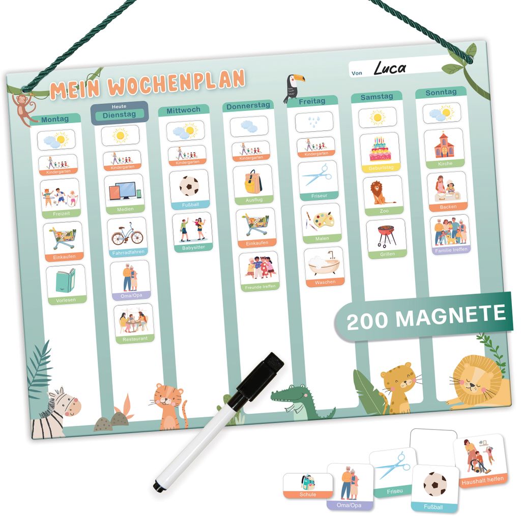 Wochenplaner Kinder - Montessori Magnettafel mit 200 Produktbild 