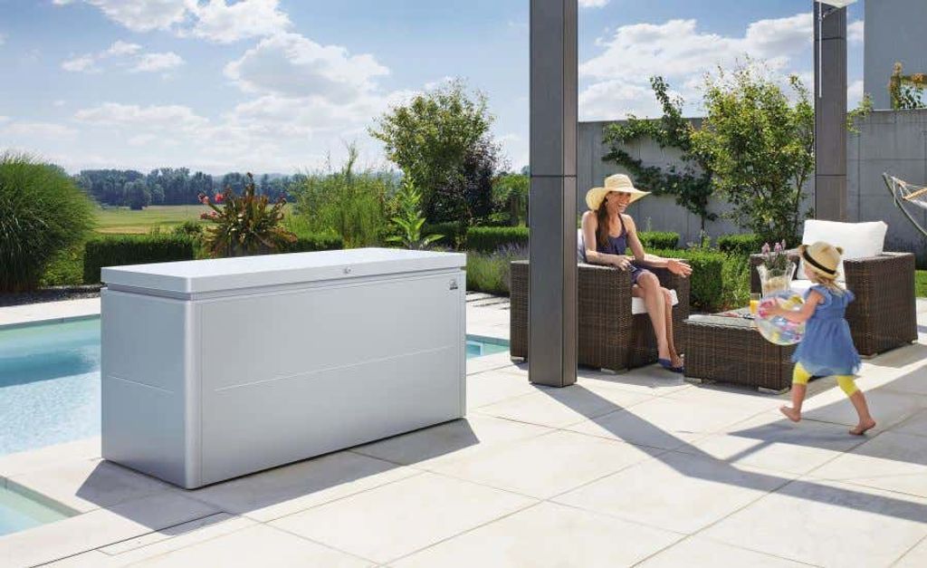 Biohort Aufbewahrungsbox LoungeBox aus Metall Aufbewahrung mit 0 mm Wandstärke Kisten Fußboden inklusive Kiste 1,12 m² Flachdach