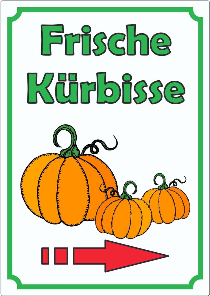 Werbeaufkleber Aufkleber Kürbis Hochkant mit Pfeil rechts A4 (210x297mm)