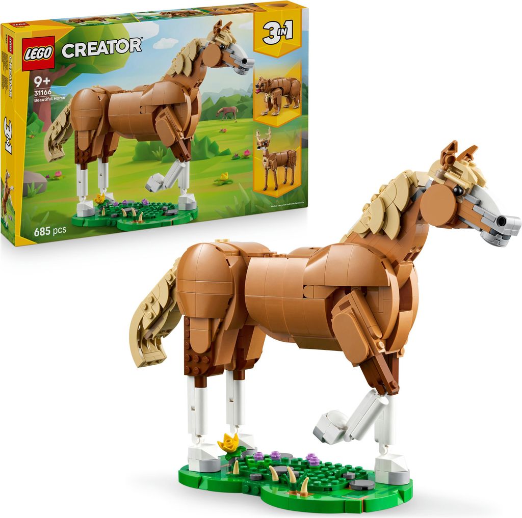LEGO Creator 3in1 Prächtiges Ross - Kinder Spielzeug - LEGO Tiere - Tierfigur verwandelt sich in ein Bären- oder Hirschmodell – Kreatives Gesch...