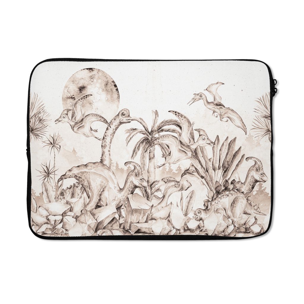 MuchoWow Laptop Hülle 13 Zoll Dino - Kinder - Dschungel - Pflanzen - Kinder Laptoptasche - Laptophülle - Sleeve - Rundumschutz