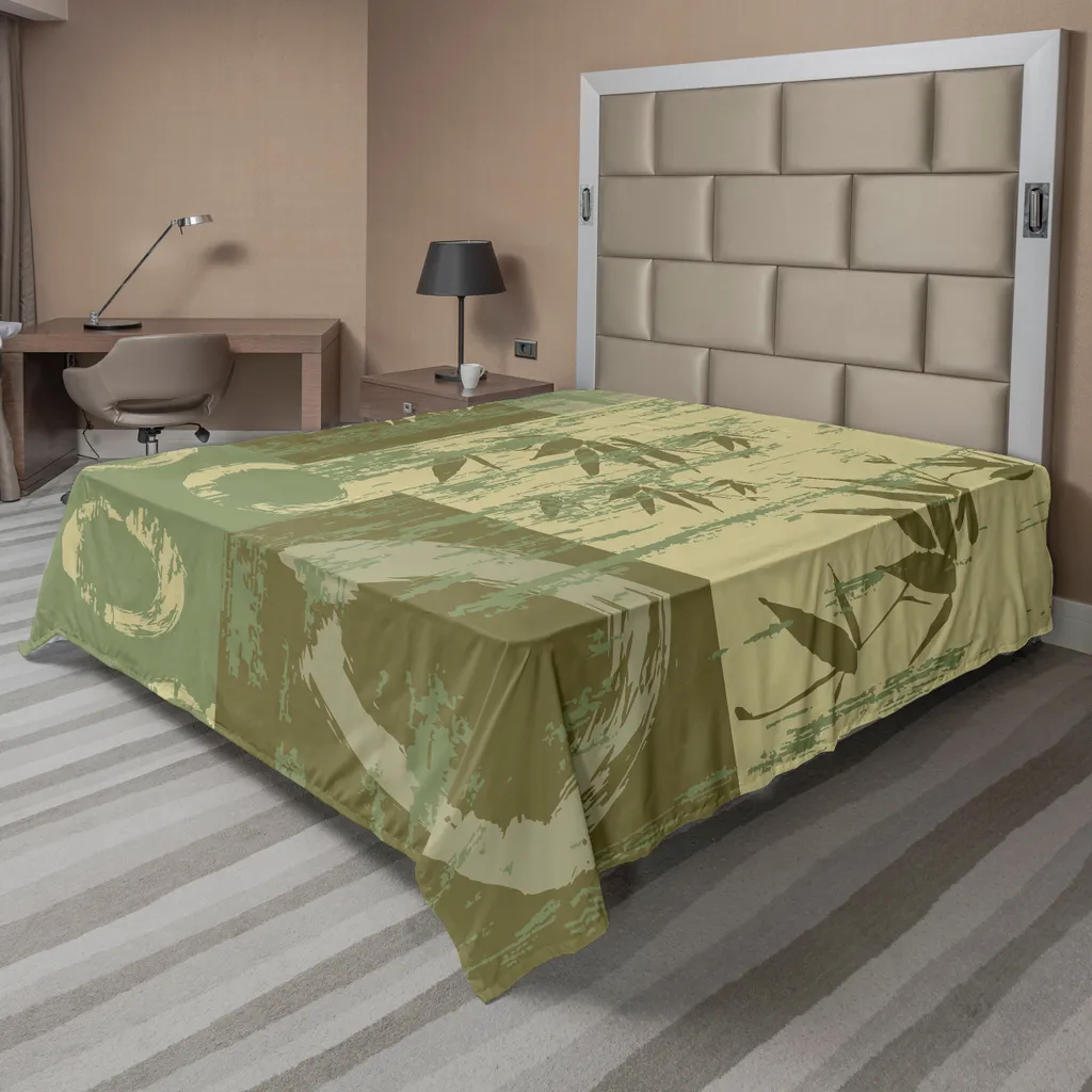 Drap de lit supérieur en bambou doux 266x260 cm motif artistique zen