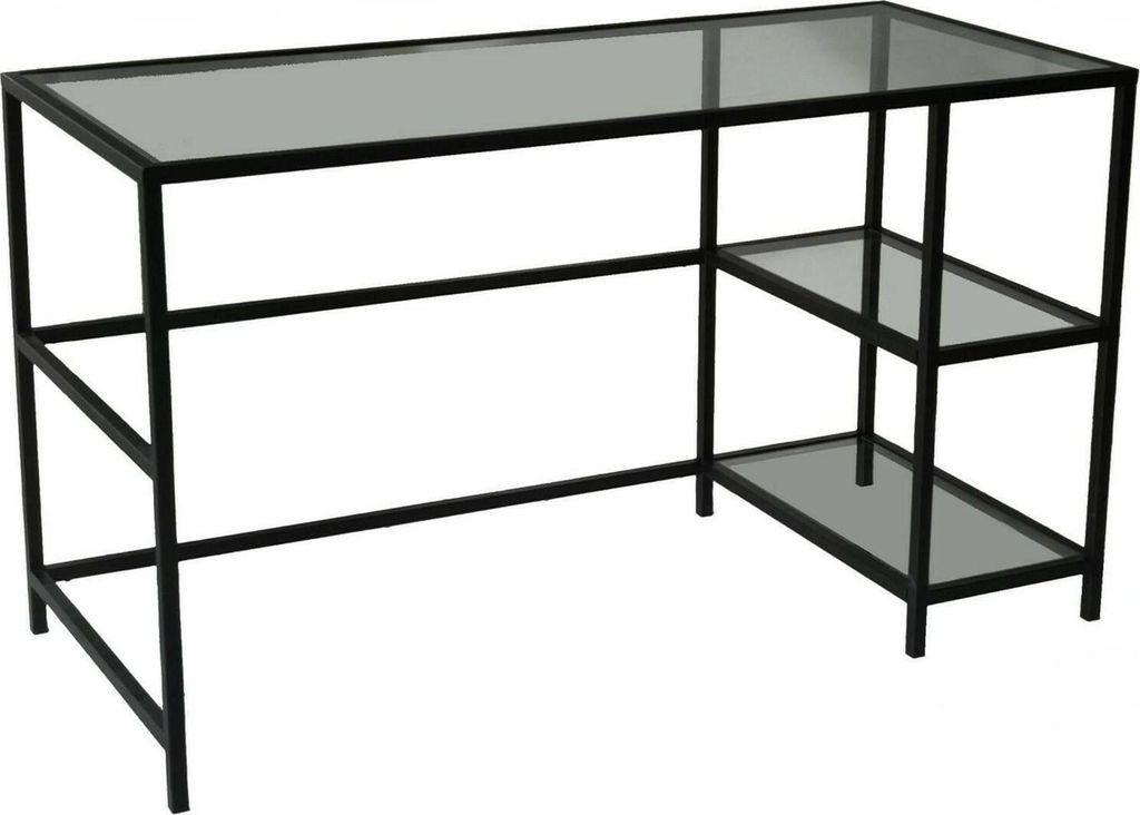 Schreibtisch Dkarlsso, Mehrzweckschreibtisch, Bürotisch für PC, Eckschreibtisch, 130x60h75 cm, Schwarz