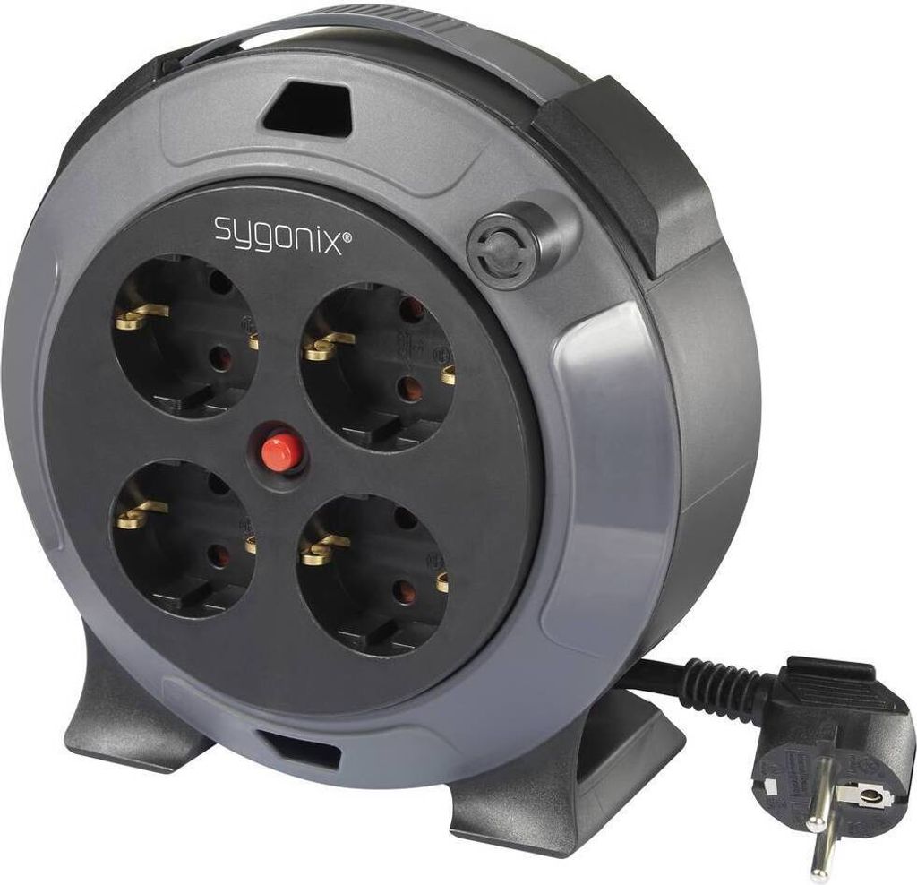 Sygonix SY-5806896 Kabeltrommel 5 m Schwarz Produktbild 1