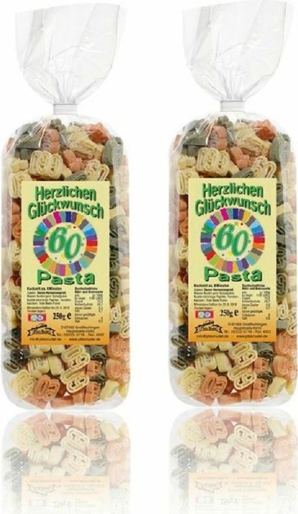 Streuteile Zahl 60 aus Nudelteig, 2X 250 g, Nudeln, Pasta, Produktbild 