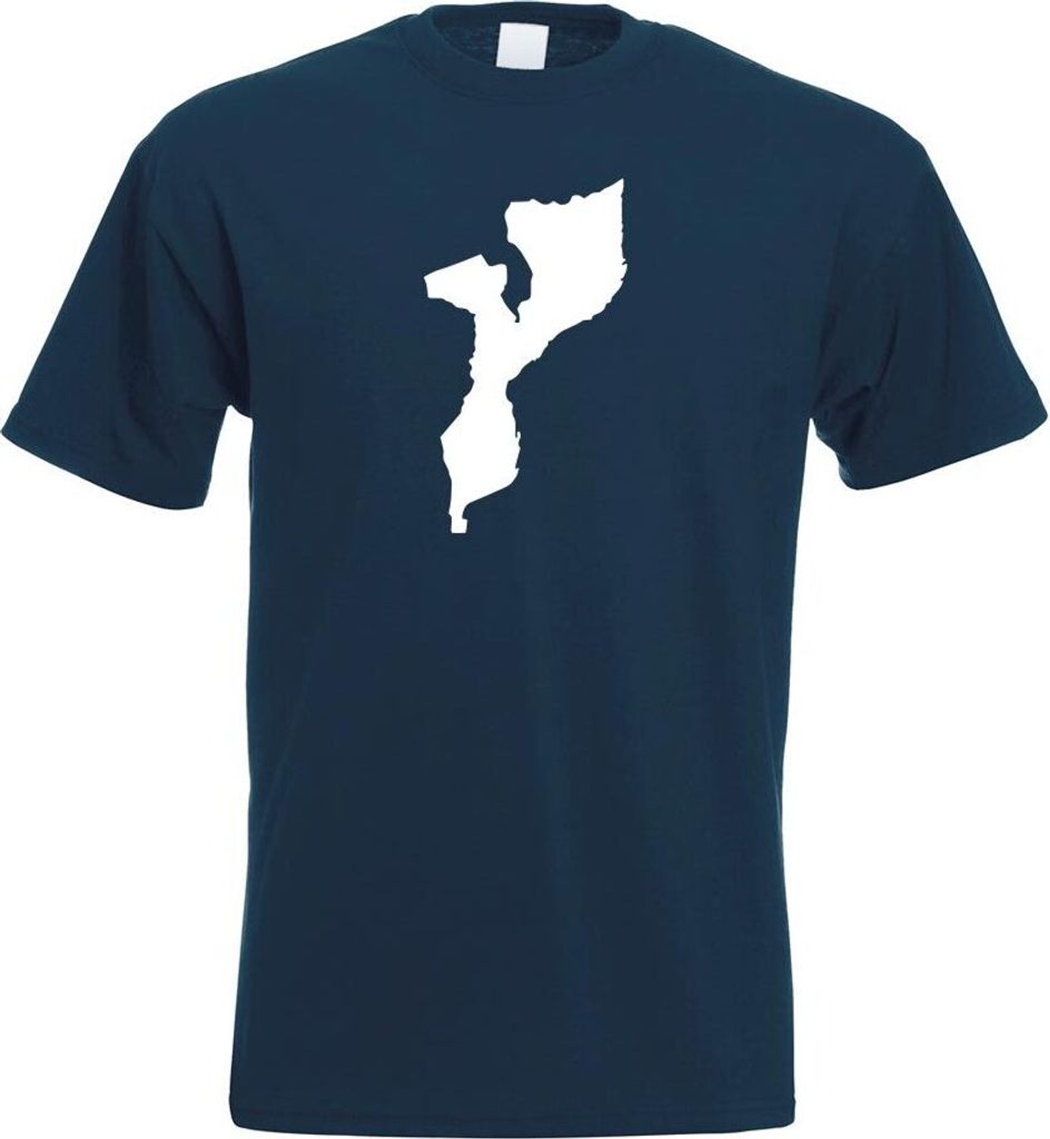 Kiwistar - T-Shirt - Navy - Mosambik Umriss Kontur Herren Funshirt Bedruckt Design Sprüche Spruch Motive - mit Motiv Bedruckt - Funshirt Design - ...