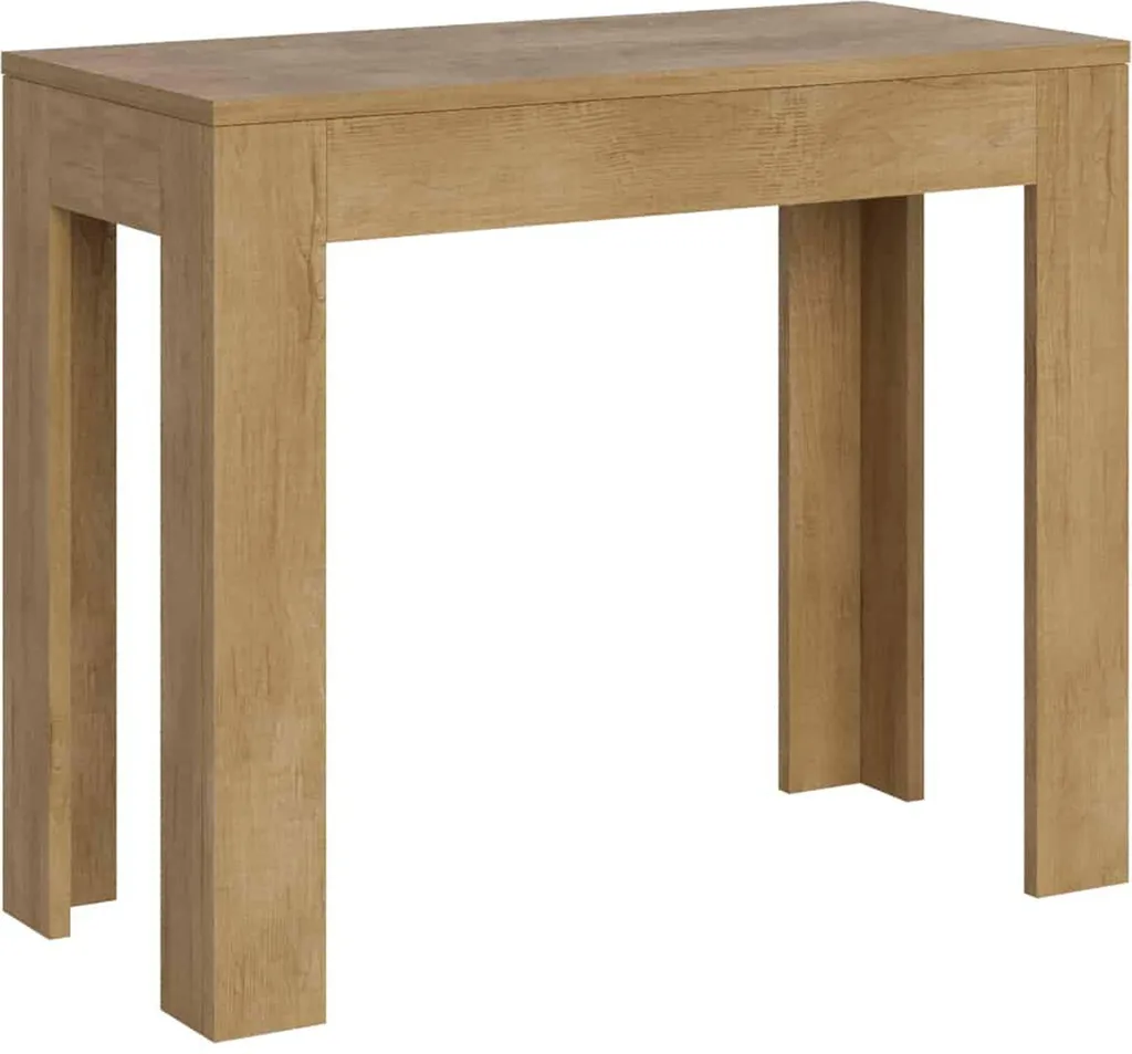 Table console extensible en bois chêne clair pour gain de place