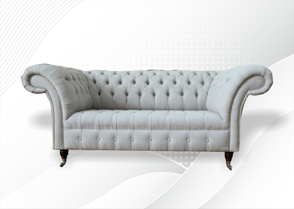 Chesterfield 2 Sitzer Wohnzimmer Couch Sofa Polster Textil Stoff Garnitur Neu