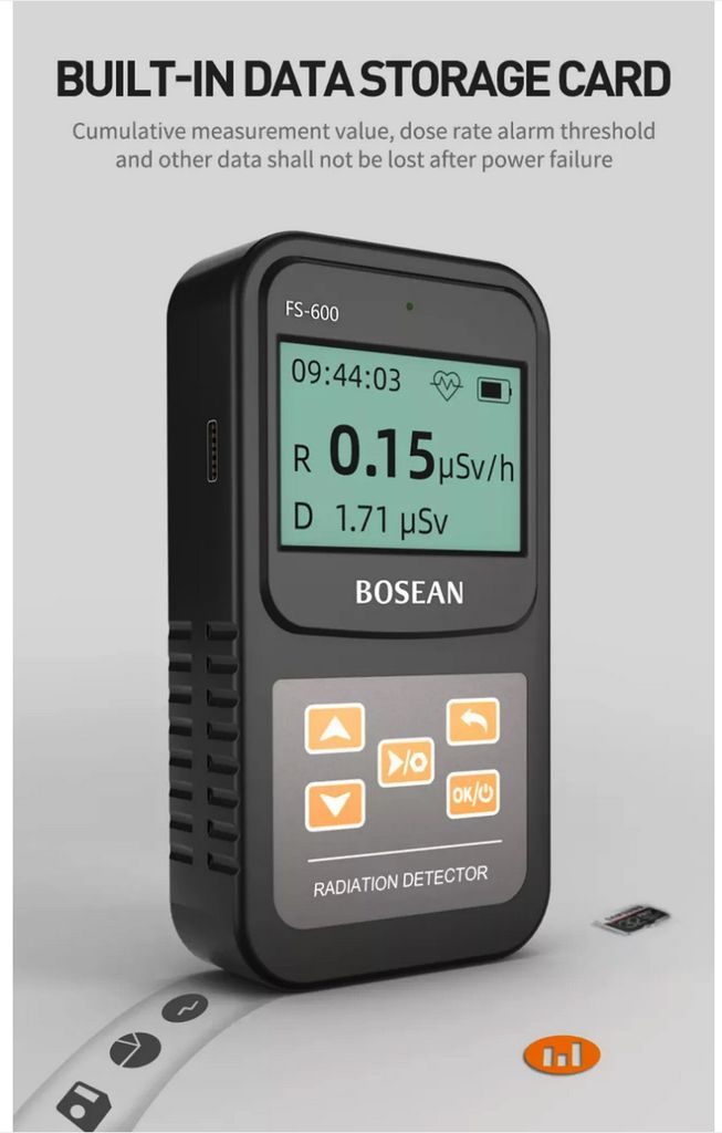 Geigerov merač Bosean FS-600 Detektor žiarenia Dozimetrický Obrázok produktu 3