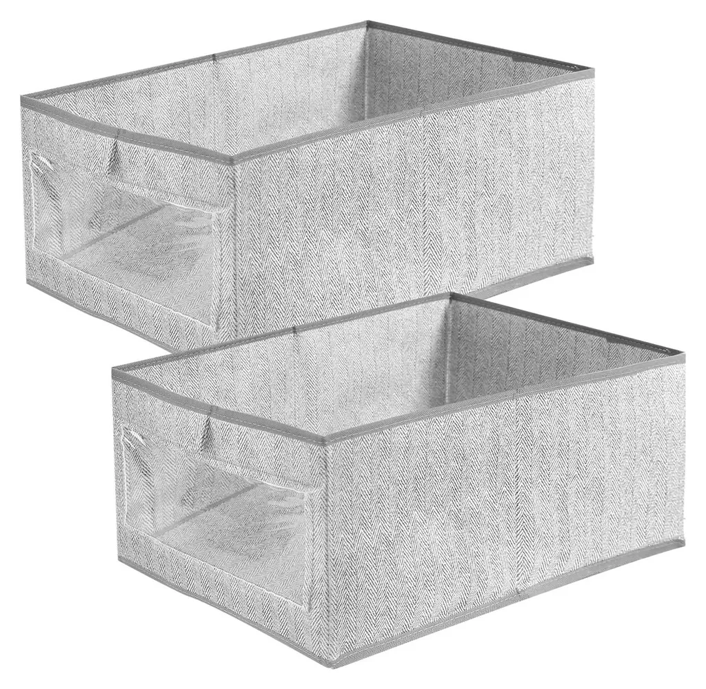 Boîte de rangement pliable pour vêtements et livres lot de 2 gris clair
