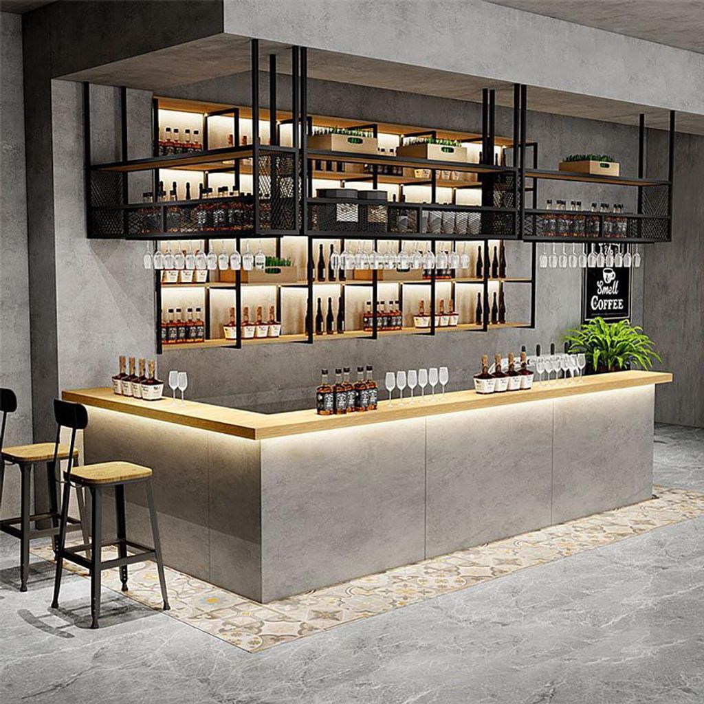 Eckige Bartheke,Restaurant-Kassentheke,Bar-Bartheke,Café-Bartheke,Ladentheke,Theke für Gaststätten, Maßgefertigte Bartheke Grau 280x60x100cm /S...