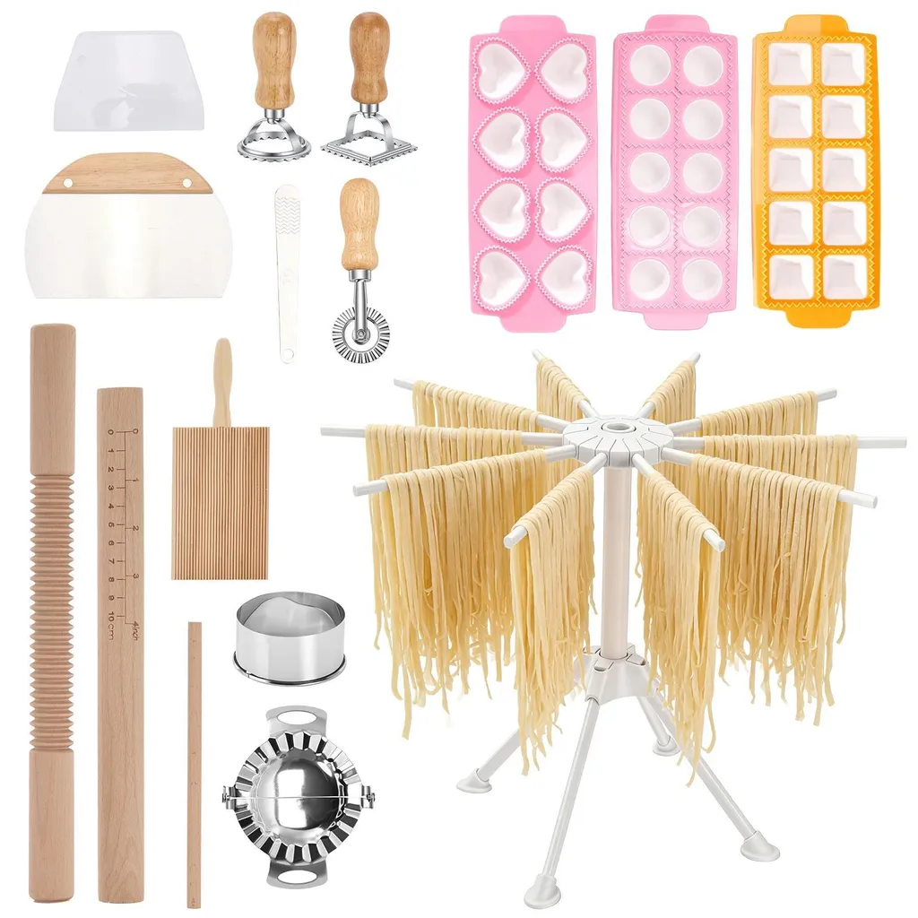 Kit de fabrication de pâtes 13 pièces avec séchoir et planche à gnocchi