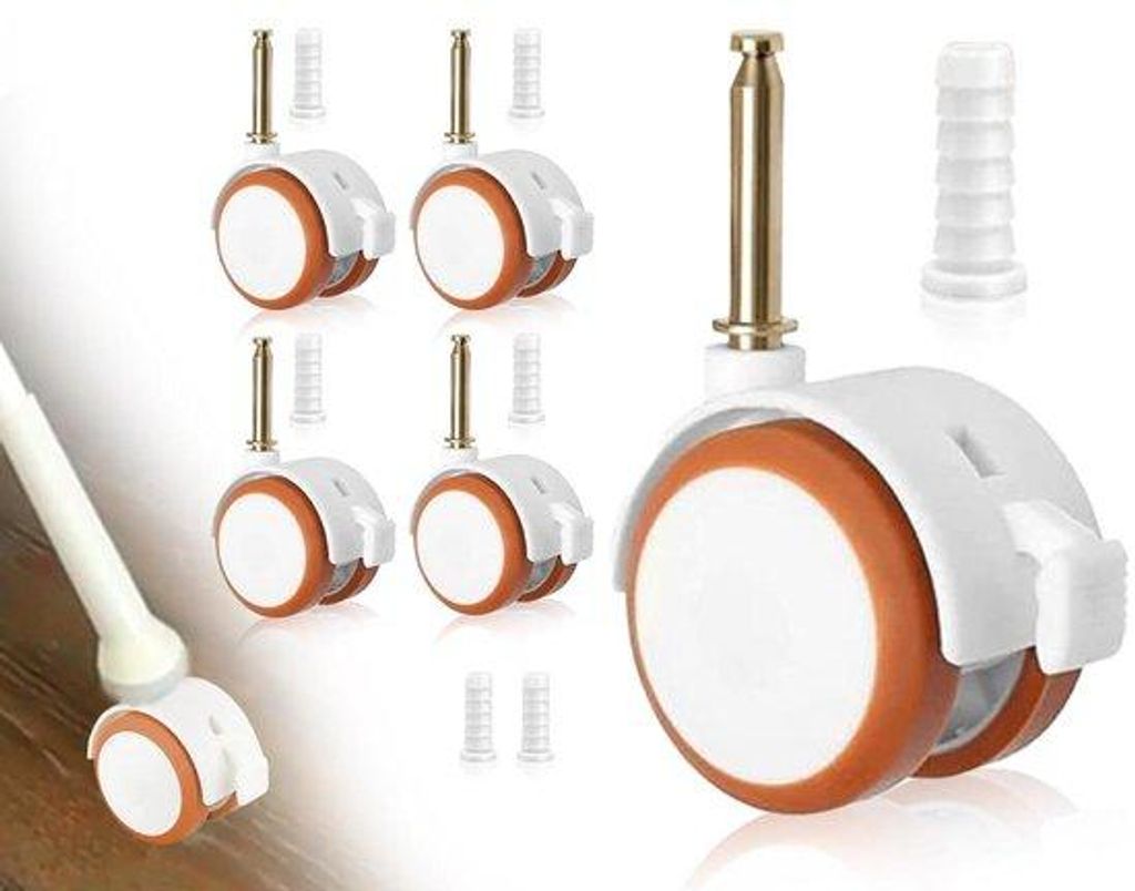 4-teiliges Set Rollen für Kinderbett, 7mm Achse, weiß