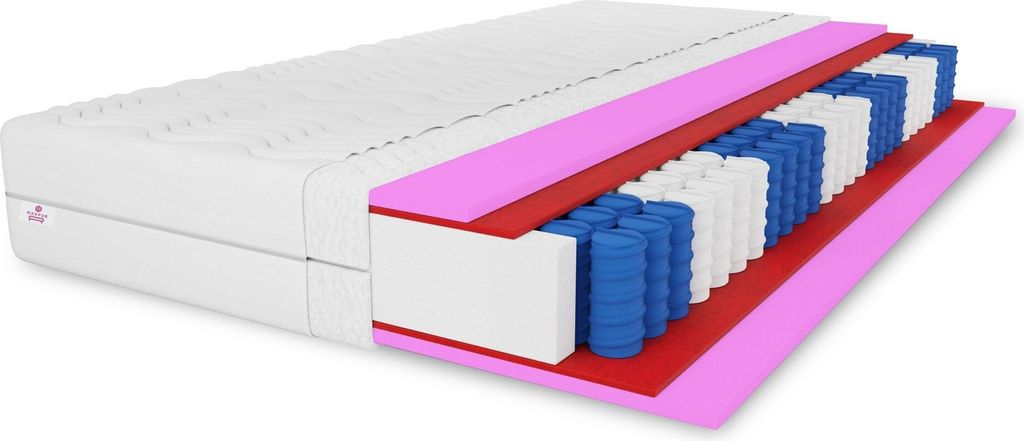 7 ZONEN Taschenfederkernmatratze Muvieso, 180x200 cm, Matratze Höhe ca. 19 cm, Härtegrad H3, Farbe: Weiß, inkl. Bezug