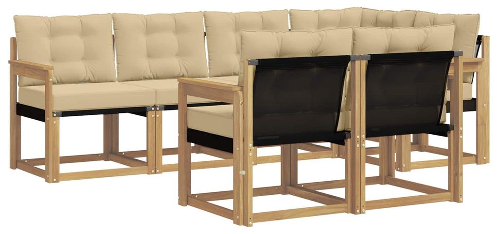 vidaXL Outdoor-Sofagarnitur mit Kissen 7 pcs Weiß und Beige