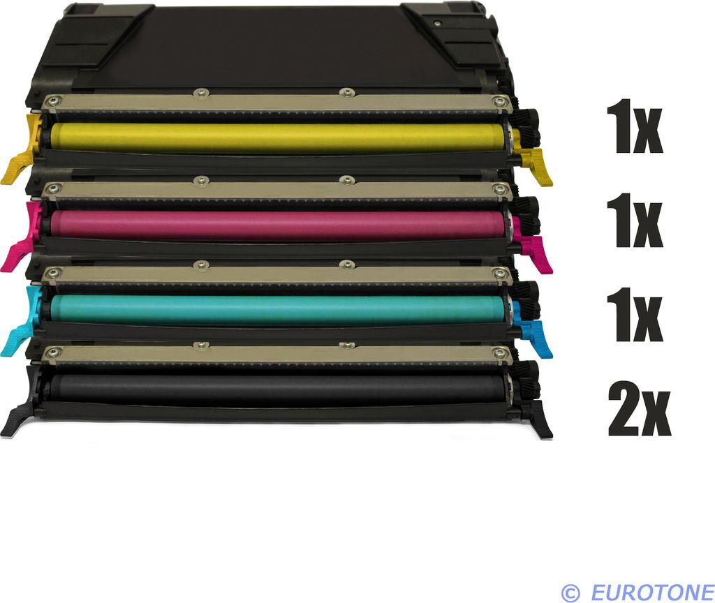 5x Eurotone Toner Alternative für Lexmark 00C746H1KG Black Schwarz / 00C746A1CG Blau Cyan / 00C746A1MG Rot Magenta / 00C746A1YG Gelb Yellow