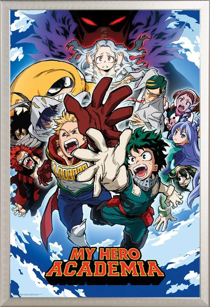 Poster My Hero Academia Stagione 4 + Cornice Shinsuke Alluminio Argento
